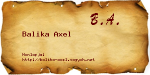 Balika Axel névjegykártya